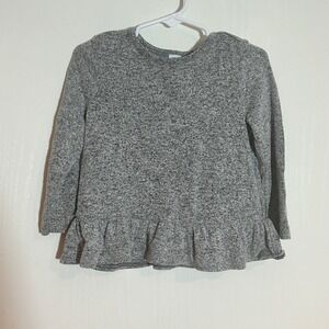 Old Navy Gray Ruffle Hem Top Girl's Size 2T Long Sleeve Casual Everyday